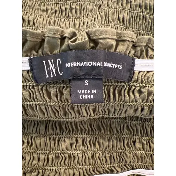 INC International Concepts Women’s Off The Shoulder Smocked Dress Size S Green - Picture 6 of 6